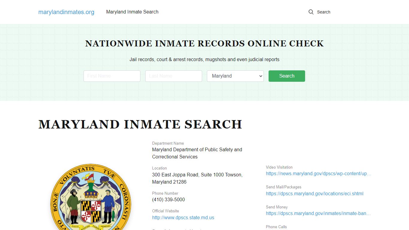 Maryland Offender Lookup - MD DOC Inmates